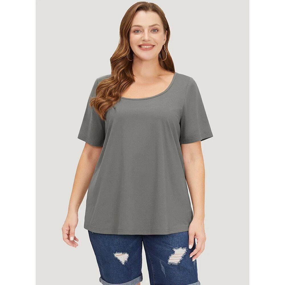 Cooling Shirt Plus Size 18 20 2x BloomChic Short Sleeve Scoop Neck T Shirt Top